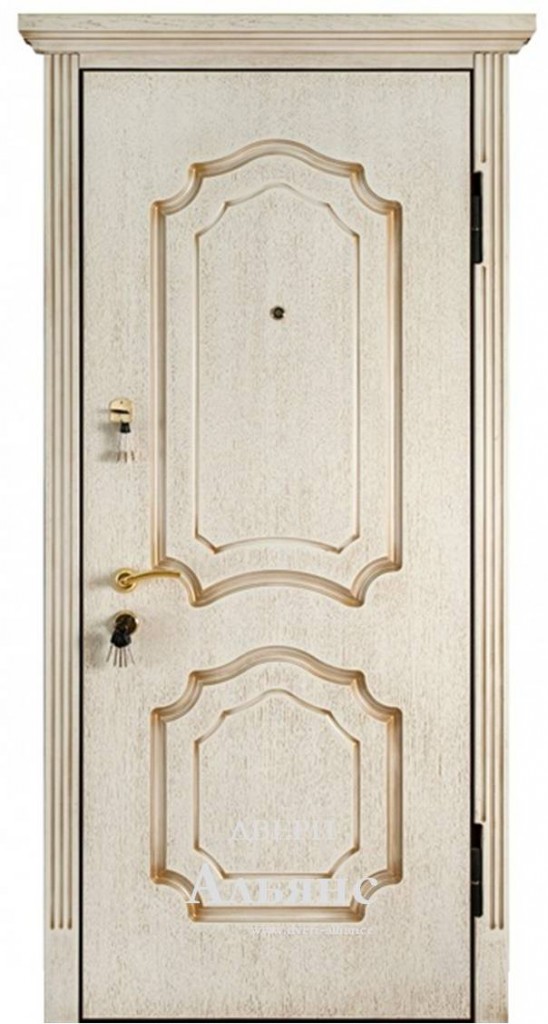 Металлическая входная дверь МДФ белая с патиной -  ДМ 87