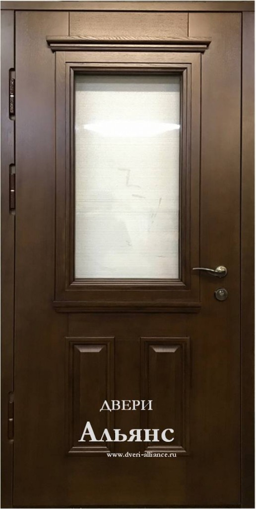 Дверь с отделкой массив и стеклопакетом -  ДМС 71