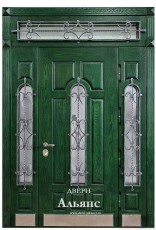 Металлическая дверь с ковкой и стеклом в кирпичный дом -  ДКС 81: 147 000 руб.
