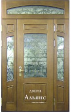Металлическая дверь со стеклом и ковкой с шумоизоляцией -  ДКС 67: 139 000 руб.